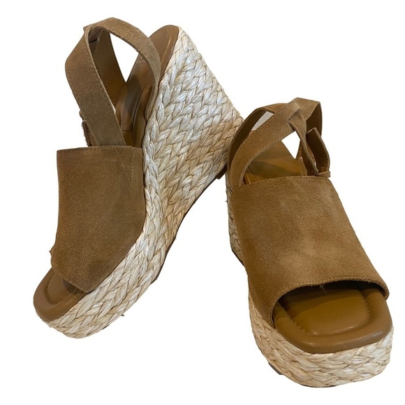 Marc Fisher Brown Nelly Suede Woven Wedge Sandals Size 11 - Picture 6 of 12